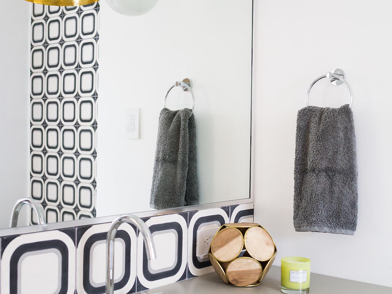 Bathroom Vanity With Geometric Tiles